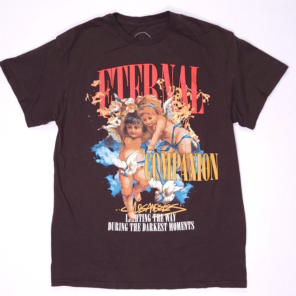 CULA T-Shirt Mens M Eternal Companion Graphic Brown Angel